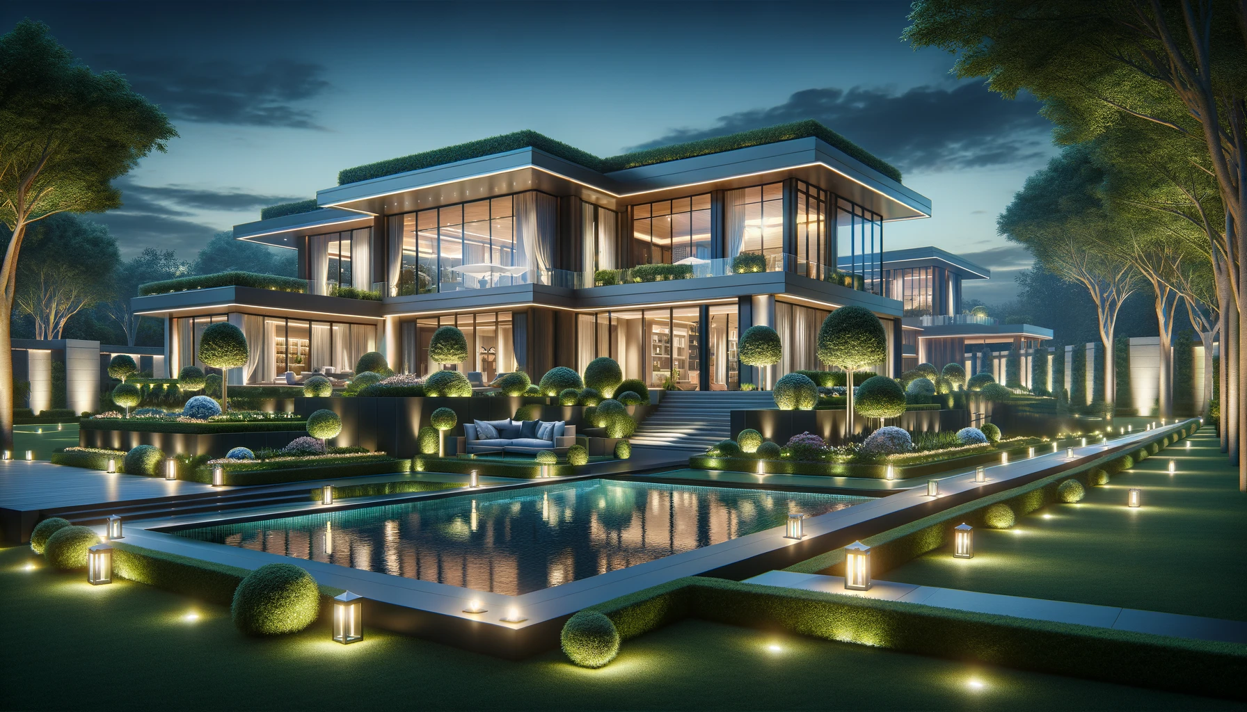 The Future Of Urban Living How 2024 Is Reshaping Australia S Property   DALL·E 2024 02 11 17.41.48 Create A Sophisticated And Luxurious Real Estate Scene Showcasing A Grand Modern Mansion At Dusk. The Mansion Should Feature Sleek Architectural Lin.webp